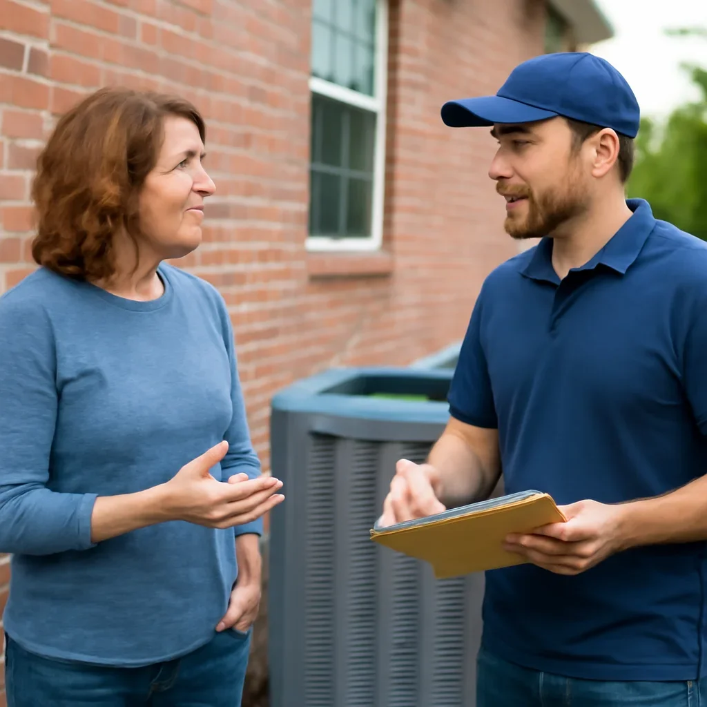 Oklahoma City homeowner discussing heat pump installation options