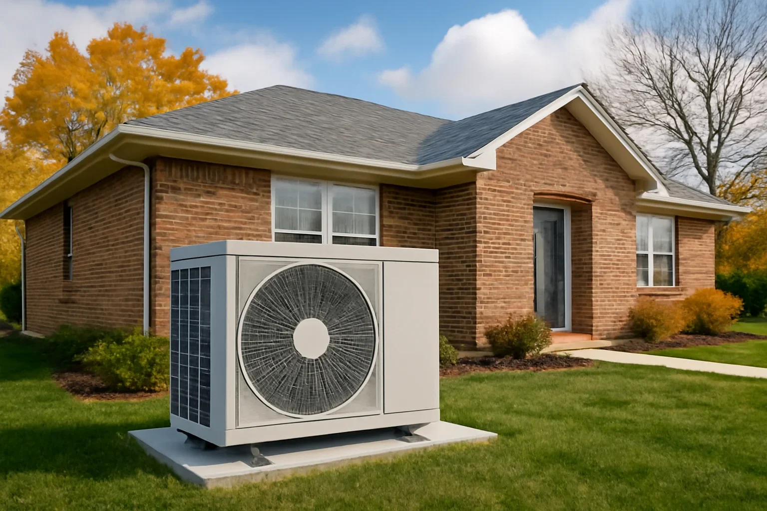 Heat pump system serving an Oklahoma home through heating and cooling seasons