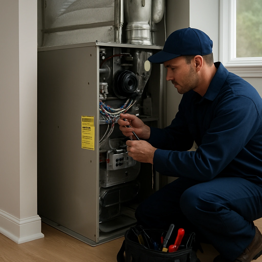 HVAC technician walking through the service process for emergency hvac