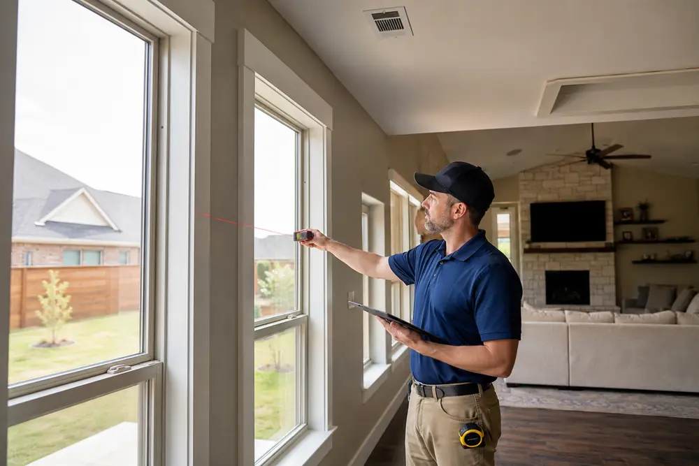 HVAC professional completing a Manual J load calculation for an Oklahoma home
