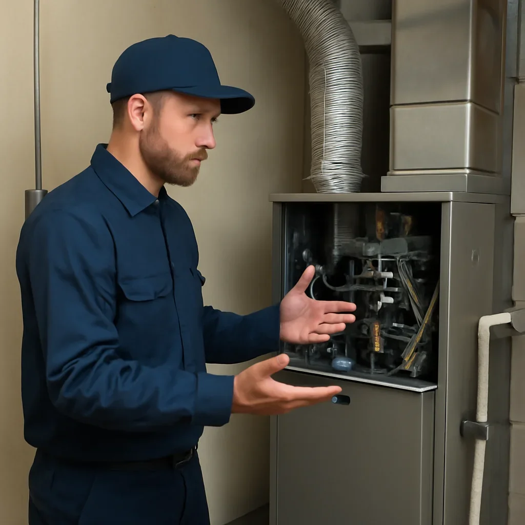 HVAC technician walking through the service process for why choose us